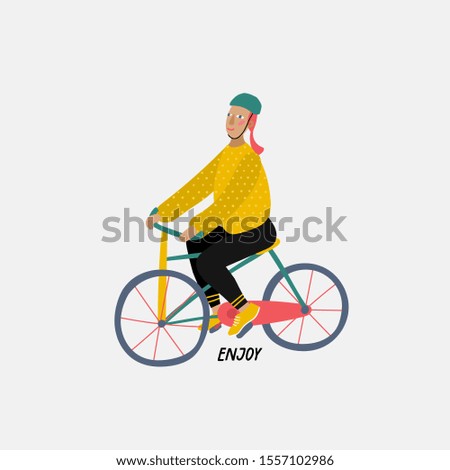 City transportation active life style character illustration simple card. Fast move people vector. Urban fashion transport ecology optimisation postcard graphic design element. Cute bicycle scooter
