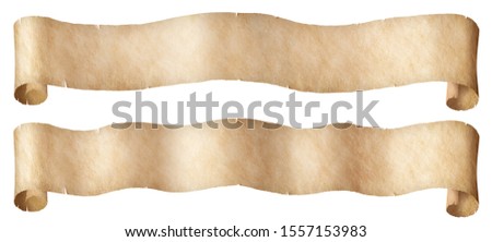 Fantasy old paper banners set isolated on white