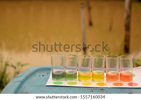 this pic shows variety color of ph test kit from soil test or water test for agriculture or aquaculture activity