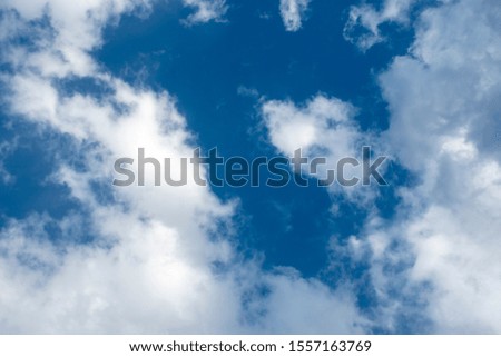 Cloudy sky. Horizontal view. Writing area. Background.
