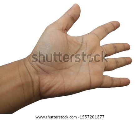 hand of man want hold something isolated on white