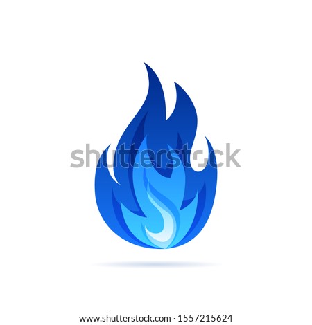 Gas flame icon. Blue fire pictogram. Vector illustration isolated on a white background in flat style.