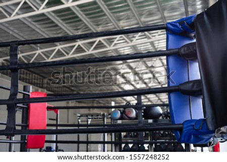 View of empty boxing ring in fitness gym
