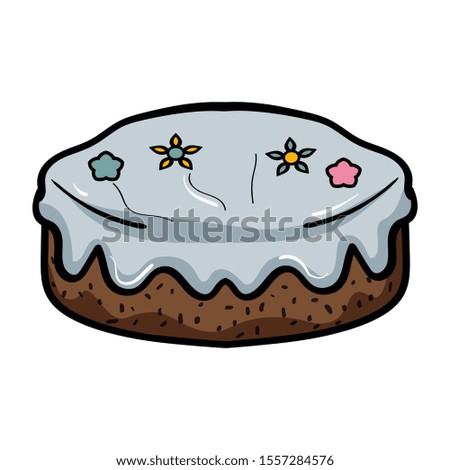 Sponge cake with icing. Cake from the Confectionery, Cafeteria. Sweet pastries for Birthday, Christmas, New Year, Baby Shower. - Vector. Vector illustration