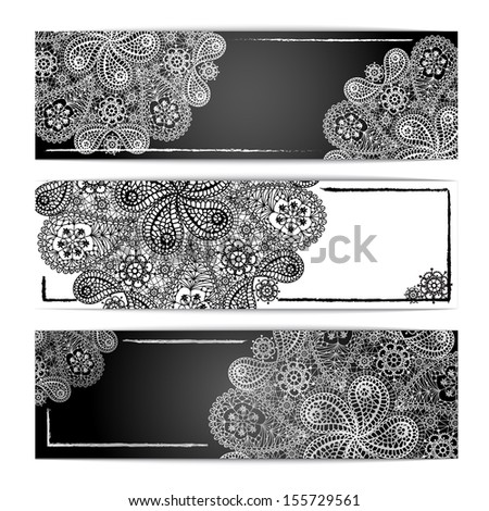 Set of snowflakes frame. Christmas greeting card. Vector illustration. Beautiful lace ornament.
