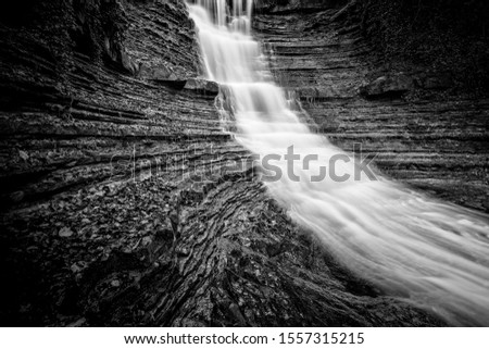 The waterfall, black and white photography