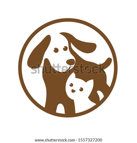 Vector image of dog and cat on white. Pet shop logo