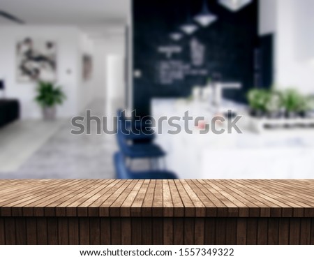 Table Top And Blur Living Room Of The Background
