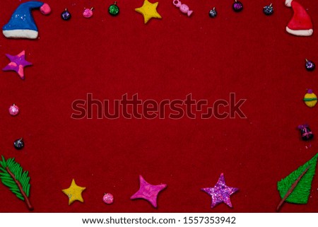 Plasticine applique on velvet paper on New Year's theme