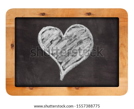 Chalkboard for Valentines Day in wooden frame