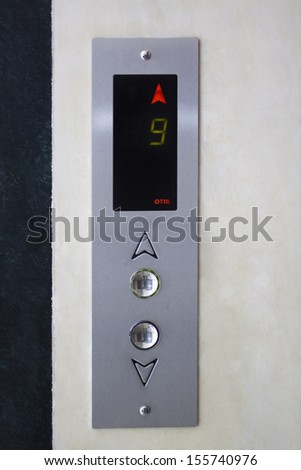 Close-up of the control panel of an elevator