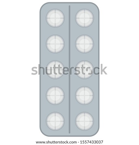 Medical pills in blister isolated on white background. Vector illustration. Pharmacy, drug symbol