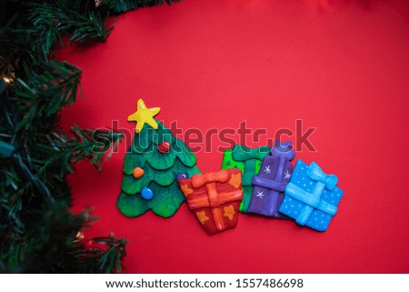Handmade decorative ornaments over wood for Christmas design.
