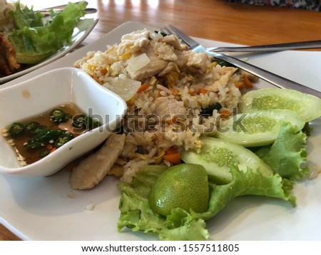 Enjoy Asian food and salad