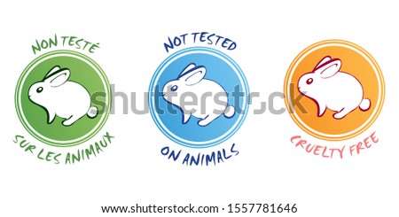 French and english not tested on animals and cruelty free logos