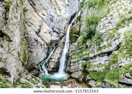 waterfall in deep forest, beautiful photo digital picture