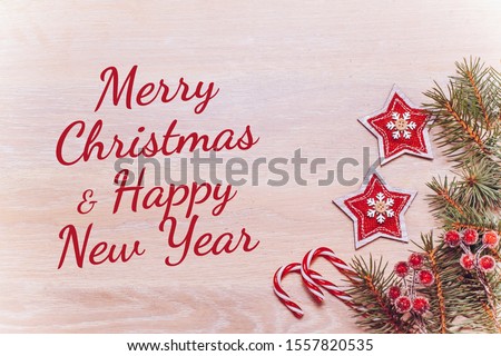 Christmas postard with wood background