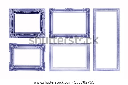 Set of blue picture frame isolated on white backgrounds