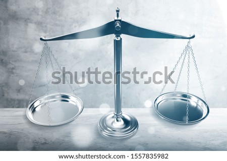 Symbol of law, Themis in modern hall. Justice and law in business
