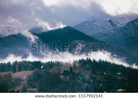 HDR photos of the Tatra Mountains and Zakopane in Poland, National Park, pictures taken in cloudy day.