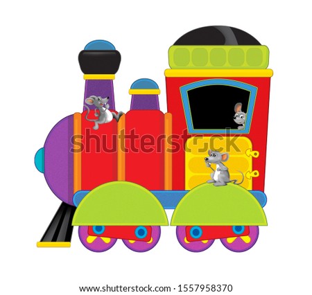 Cartoon funny looking steam train on white background - illustration for children