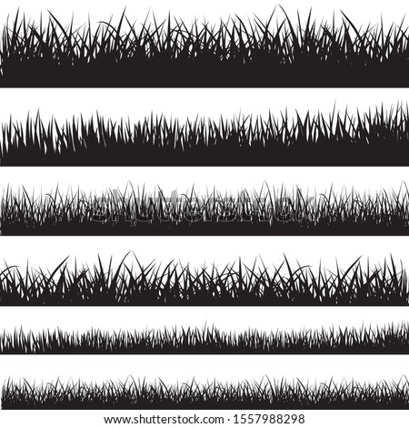 Set of black grass silhouettes - stock vector.