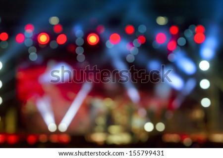 Defocused entertainment concert lighting on stage, bokeh. Royalty-Free Stock Photo #155799431