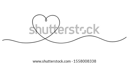 Heart. Continuous line art drawing. Hand drawn doodle vector illustration in a continuous line. Line art decorative design Royalty-Free Stock Photo #1558008338