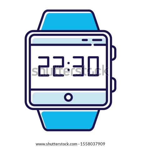 Current time smartwatch function color icon. Fitness wristband capability. Modern device. Clock, time measurement. Hours, minutes and seconds counting. Isolated vector illustration