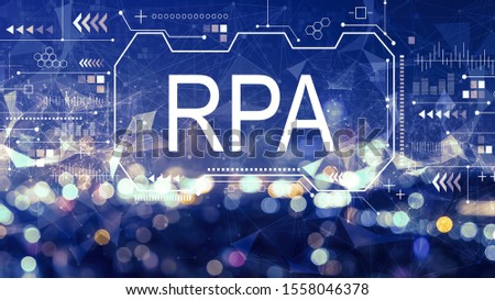 Robotic process automation concept with blurred city lights at night