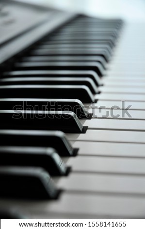 Pipe organ Keyboard with white and black keys
