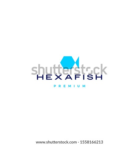 hexagon fish hexafish logo vector icon illustration	