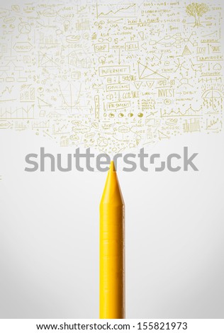 Colored crayon close-up with sketchy diagrams