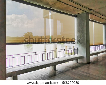 Roller blinds used to shade the building. Royalty-Free Stock Photo #1558220030