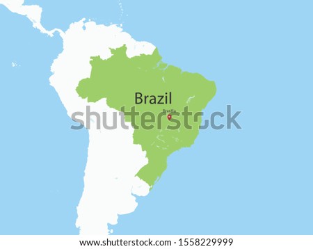 High Detailed Map of Brazil and Capital is a fully layered. Vector illustration eps 10.