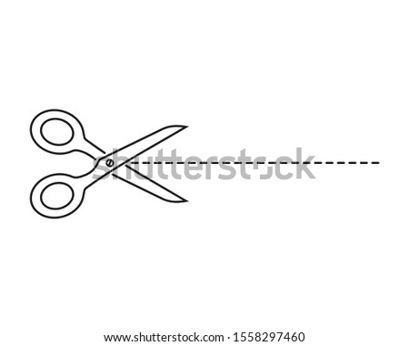 scissors icon set with cut line on white background