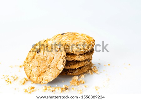 Oatmeal cookies on white background