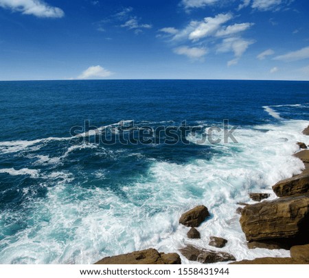 Landscape of the ocean with rocks.