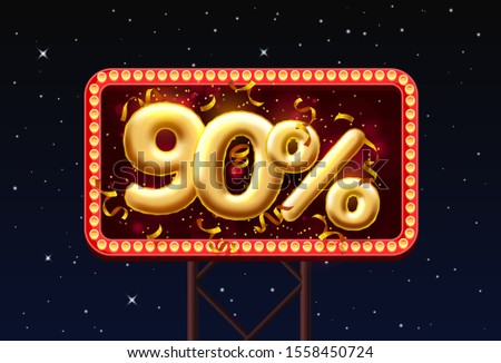 Sale 90 off ballon number on the Night Sky background. Vector illustration