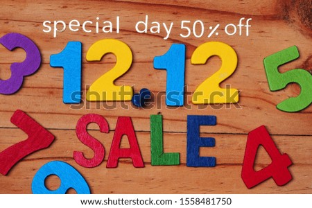 12.12 shopping world day sale banner background 12 December colorful wooden background