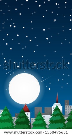 Background scene with fullmoon in the city illustration