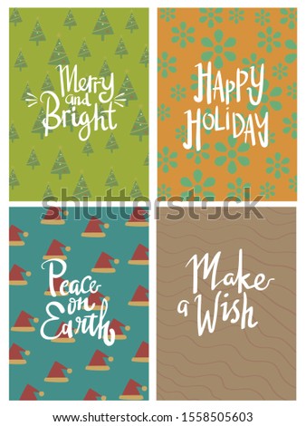 christmas hand lettering typography design with colorful background