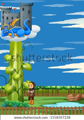 Scene with knight and dragon illustration