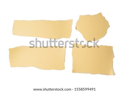Empty beige paper pieces isolated. Space for text or design. 