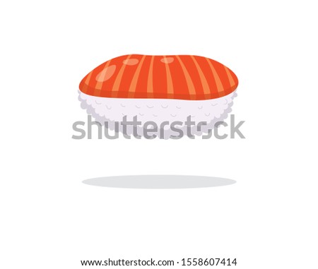 Salmon Sushi isolated on white background.illustration, sushi in Japanese resturant icon.