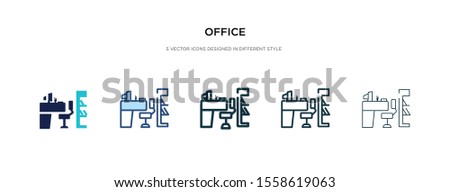 office icon in different style vector illustration. two colored and black office vector icons designed in filled, outline, line and stroke style can be used for web, mobile, ui