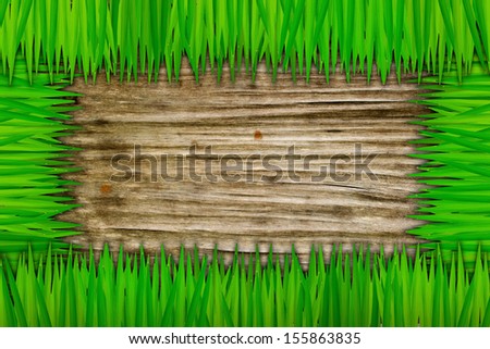 Grass and old wood background 