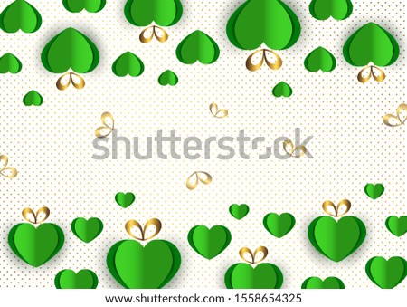 Bright paper hearts and bows on a background of gradient dots, love, celebration, Valentine's Day. Vector illustration for your design.