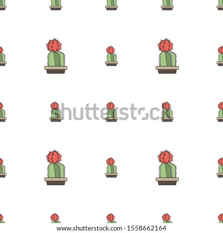 Pattern seamless Cactus cartoon cute doodle. green cactus concept. Cute desert plants. Decorative natural elements are isolated on white. flat design colorful adorable concept. vector ,illustration