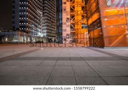 empty concrete square floor with shanghai cityscape
